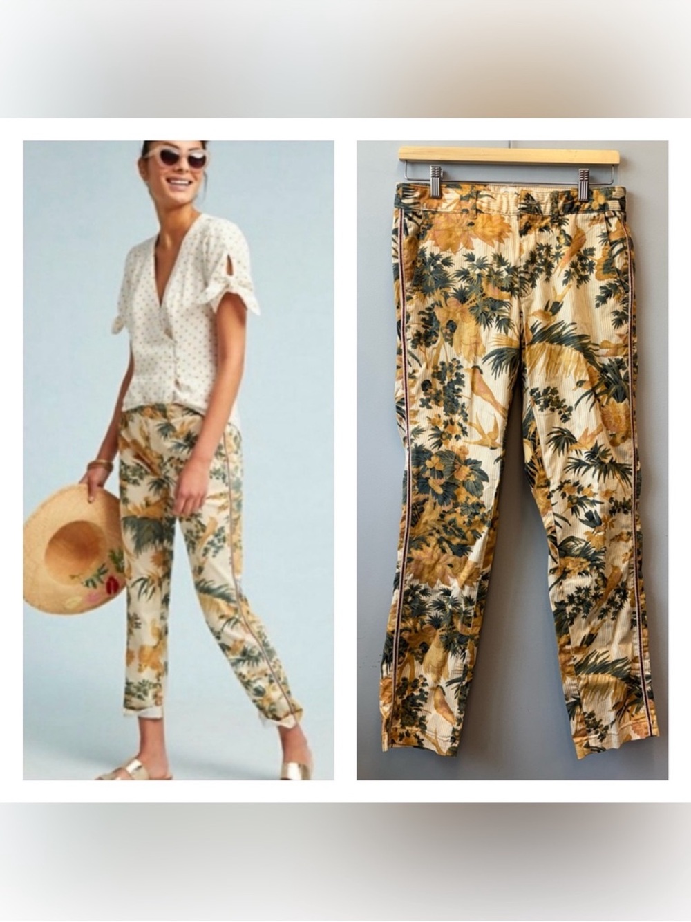 Anthropologie 32 relaxed Tropical Print Cropped Women's Pants Chino